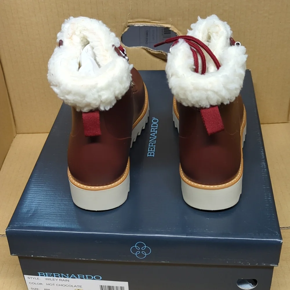 Anthropologie Bernardo Wiley rain Hit Chocolate Rain/winter  Boots, Size 8 - Picture 8 of 10
